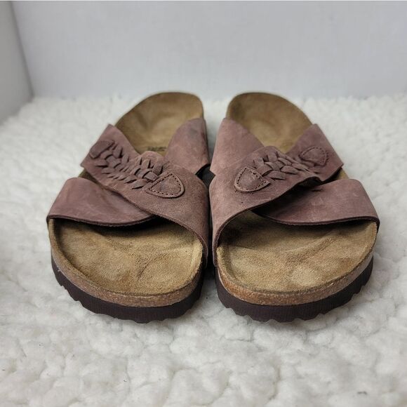 Birkenstock Papillio Daytona Womens Slip Sz 10 Brown Leather Crossover Strap - Picture 2 of 10